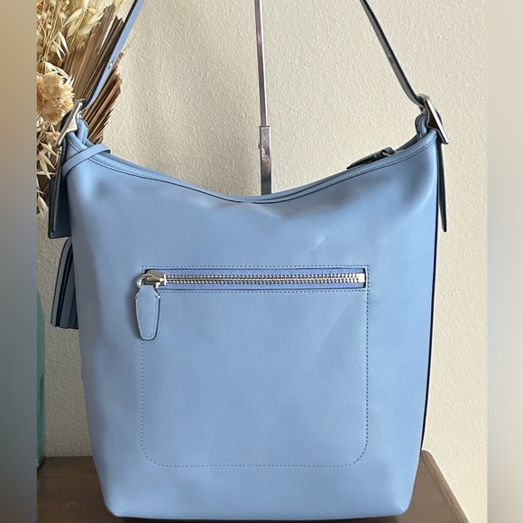 COACH Legacy Tassel Top Smooth Leather Duffel in Periwinkle - Picture 3 of 11